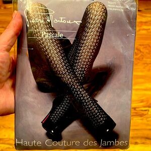 NEW Pierre Mantoux Pascale RARE black L Collant Tights Pantyhose Made in Italy